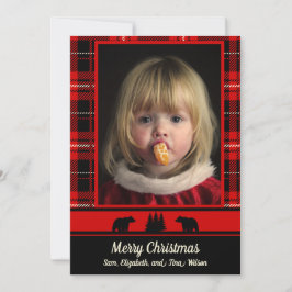 Björn i skogen röd kartröja foto jul meddelande