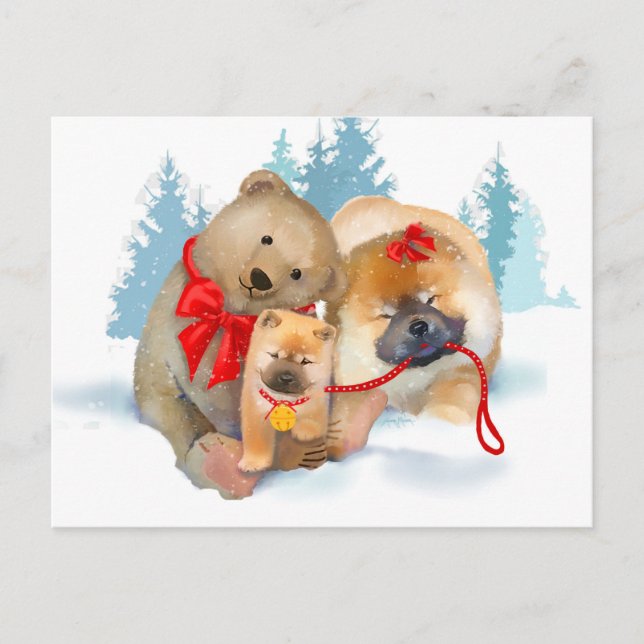 BJÖRN-IGA GÅVOR Chow & Teddybear vykort (Framsida)