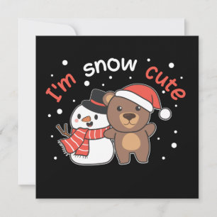 Björn Jag är Snö Söt Snömannen Snö Puns-inbjudan Inbjudningar
