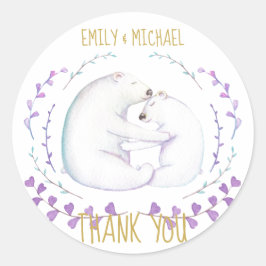 Björn jul vattenfärg tack för presentpar runt klistermärke