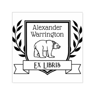 Björn Kam Ribbon Ex Libris Bibliotek Boknamn Självfärgande Stämpel