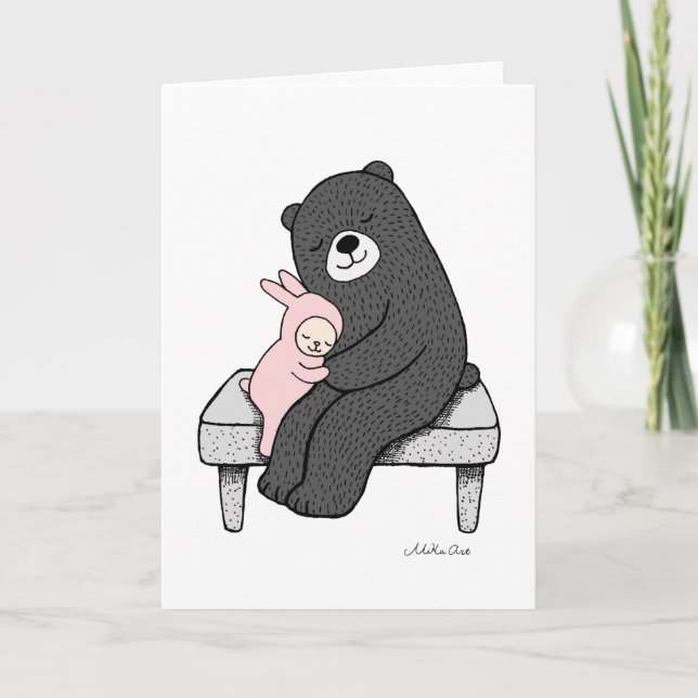 Björn & Kanin Julkort Björn Kanin Kärlek Konst Kort (Framsida)