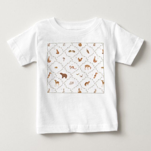 Björn Kanin Rabbit Fox Skogs Djur Skog Barn T Shirt (Framsida)