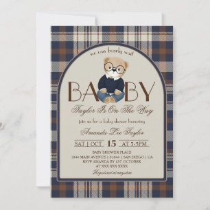 Björn Knappt Väntar Lyx Pojke Babyshower Inbjudningar