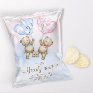 Björn könsbestämning baby shower chipspåse omslag reklamblad