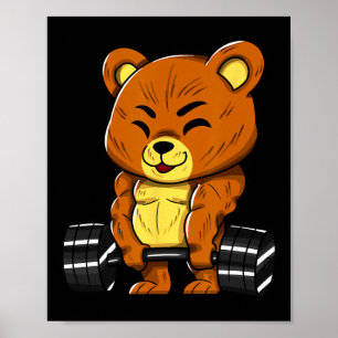 Björn kroppsbyggare Bodybuilding Muskel Gym Tyngdl Poster