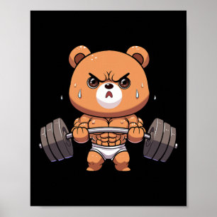 Björn kroppsbyggare Bodybuilding Muskel Gym Tyngdl Poster