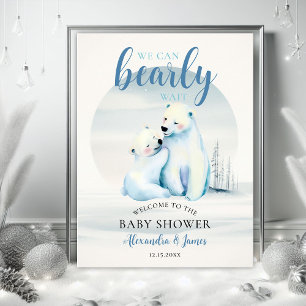 Björn Liten Isbjörn Unge Pojke Baby Shower Välkomm Poster