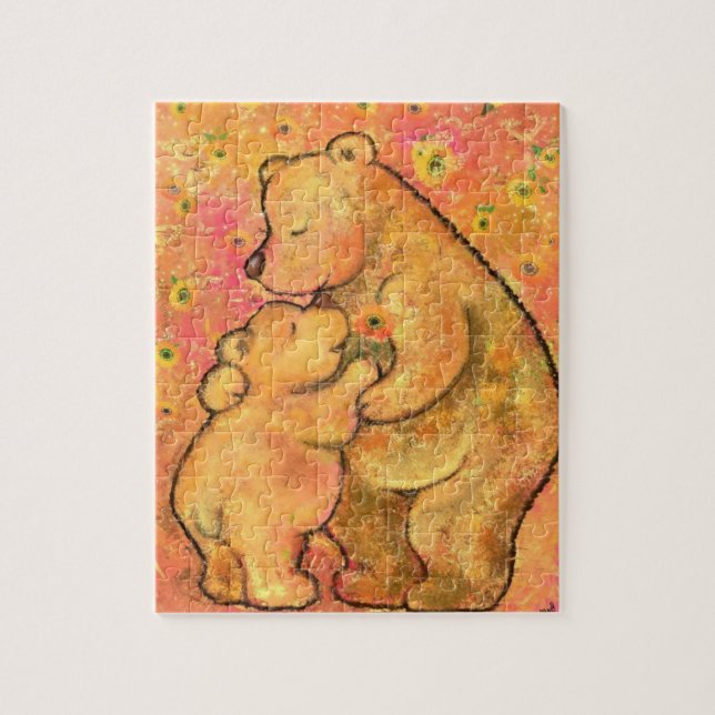 Björn mamma och Baby - Mors dag Pussel (Vertikal)