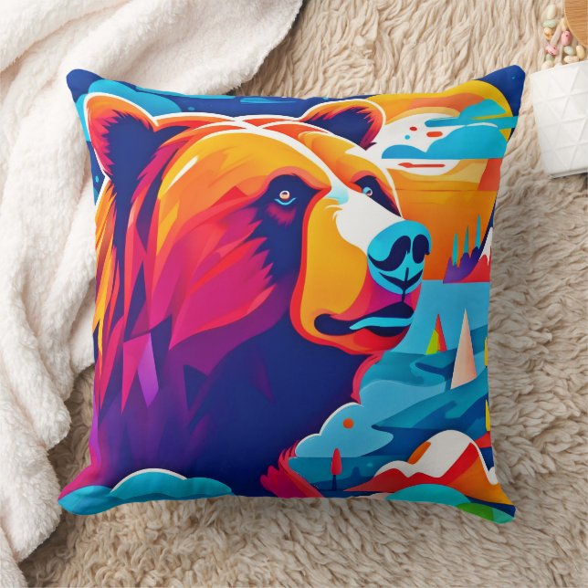 Björn, månbelyst scen kudde (Filt)