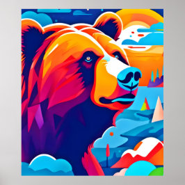 Björn, månbelyst scen poster