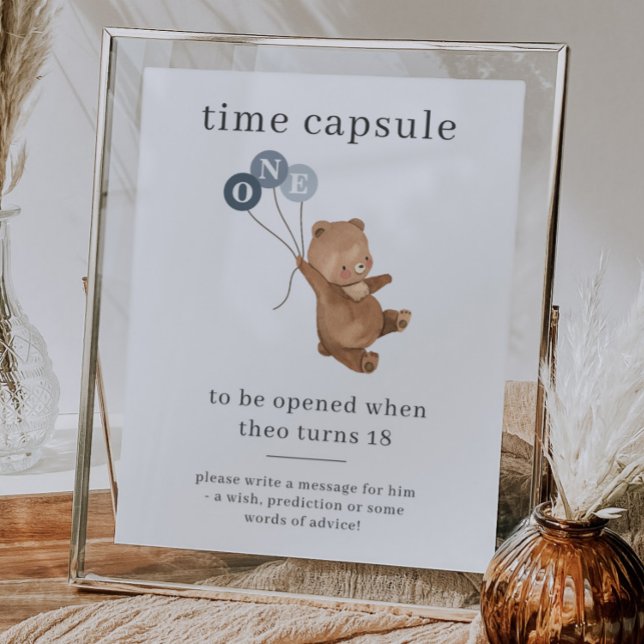 Björn med 3 blå bubblor - Poster (Skapare uppladdad)