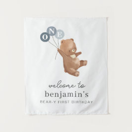 Björn med 3 blå bubblor Välkomstskylt