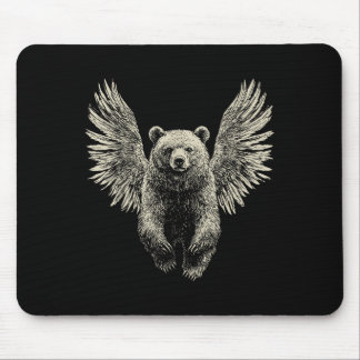 Björn med Angel Vingar Retro Wildlife Artwork Flyi Musmatta