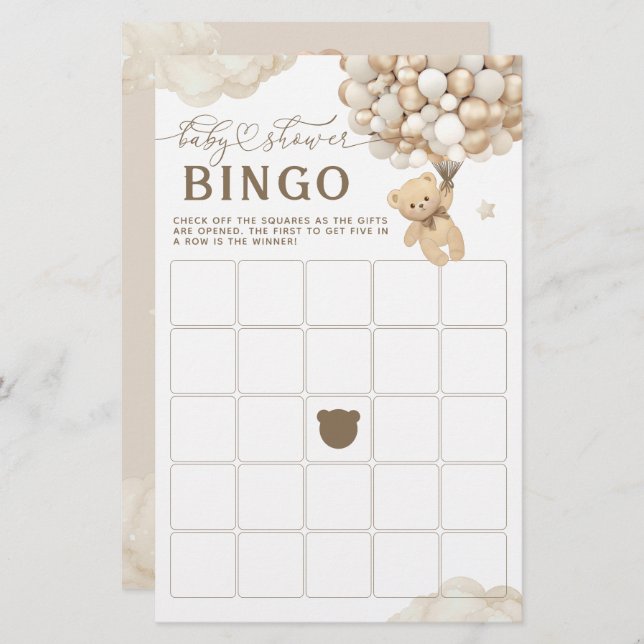 Björn med babybabyspel för ballonger Neutralt (Fram/baksida)