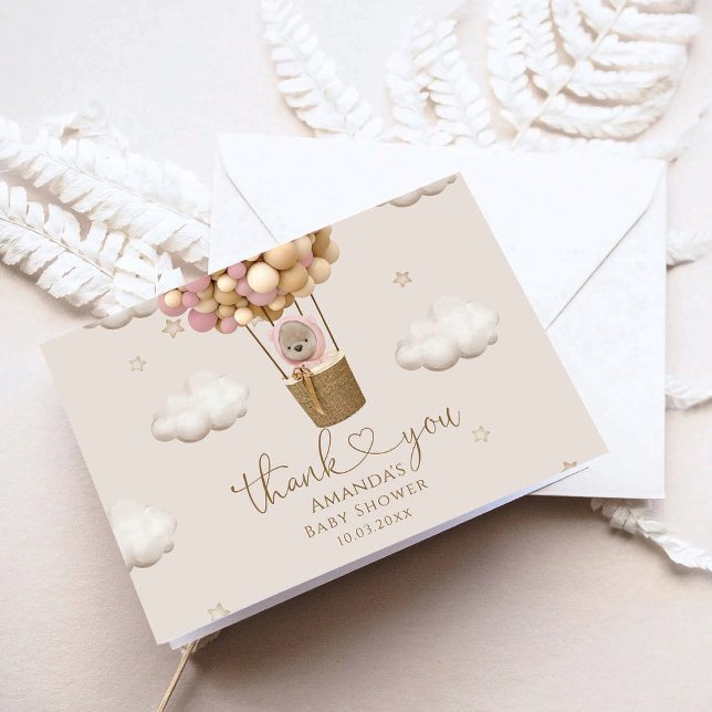 Björn med babyskor för ballonger tack kort (Skapare uppladdad)