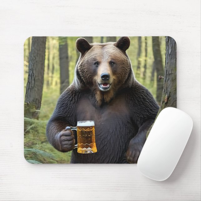 Björn med Beer Mugg Musmatta (Med mus)