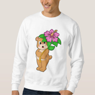 Björn med blomma Hibiscus Lång Ärmad Tröja