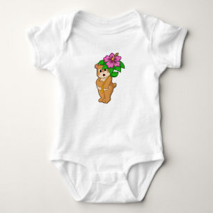 Björn med blomma Hibiscus T Shirt