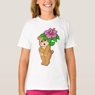 Björn med blomma Hibiscus T Shirt