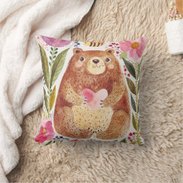 Björn med blommor och bin kudde