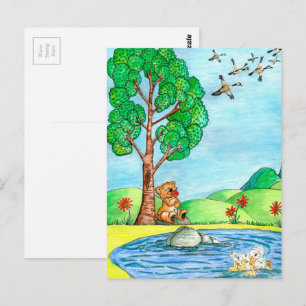 "Björn med blommor" vykort