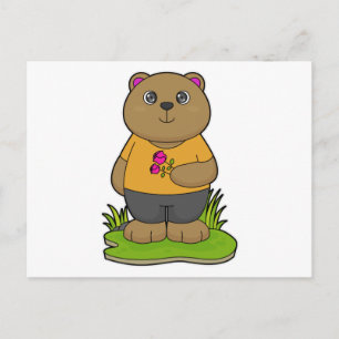Björn med blommor vykort