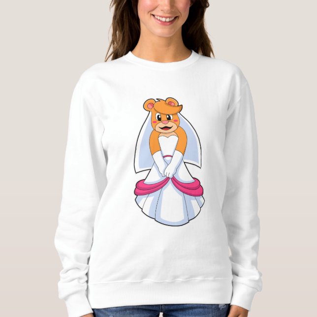 Björn med bröllopsklänning & slöja t shirt (Framsida)