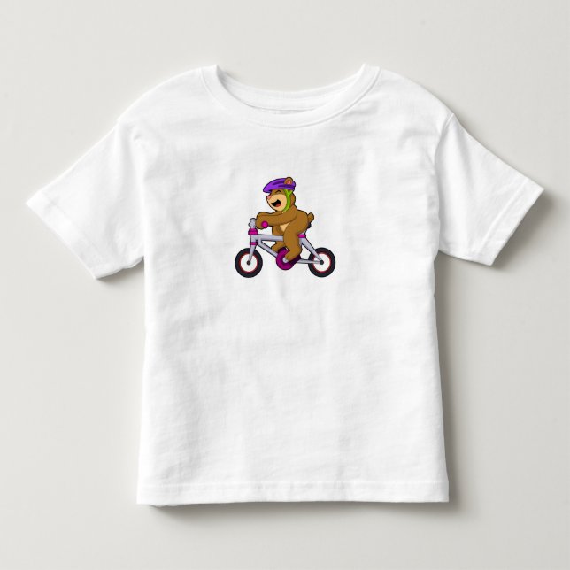 Björn med cykel & hjälm t shirt (Framsida)