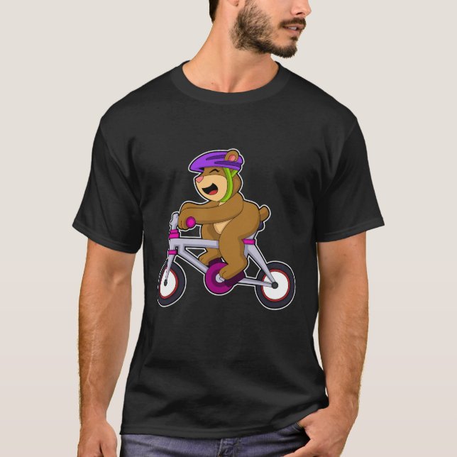 Björn med cykel och hjälm t shirt (Framsida)