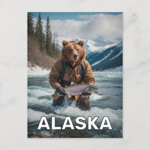 Björn med fisk i Alaska Vykort