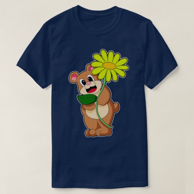 Björn med gul blomma t shirt (Design framsida)