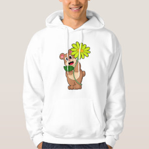 Björn med gult blomma hoodie