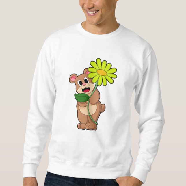 Björn med gult blomma lång ärmad tröja (Framsida)