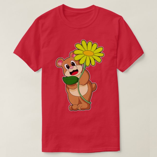 Björn med gult blomma t shirt (Design framsida)