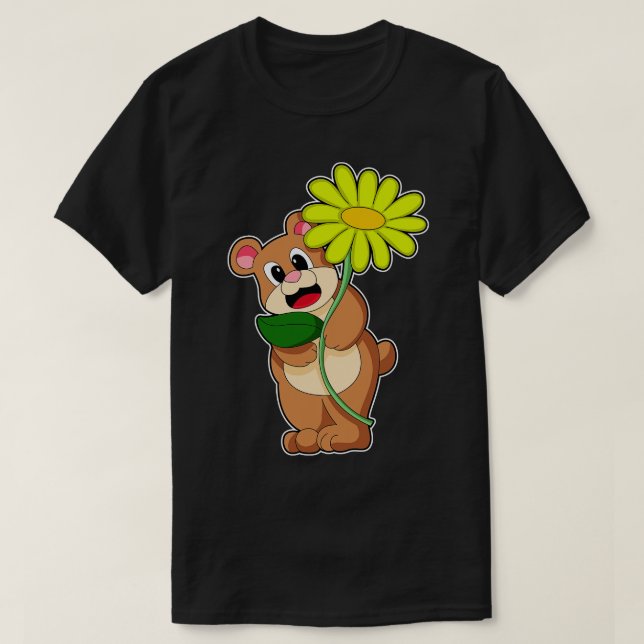 Björn med gult blomma t shirt (Design framsida)
