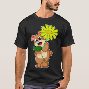 Björn med gult blomma t shirt