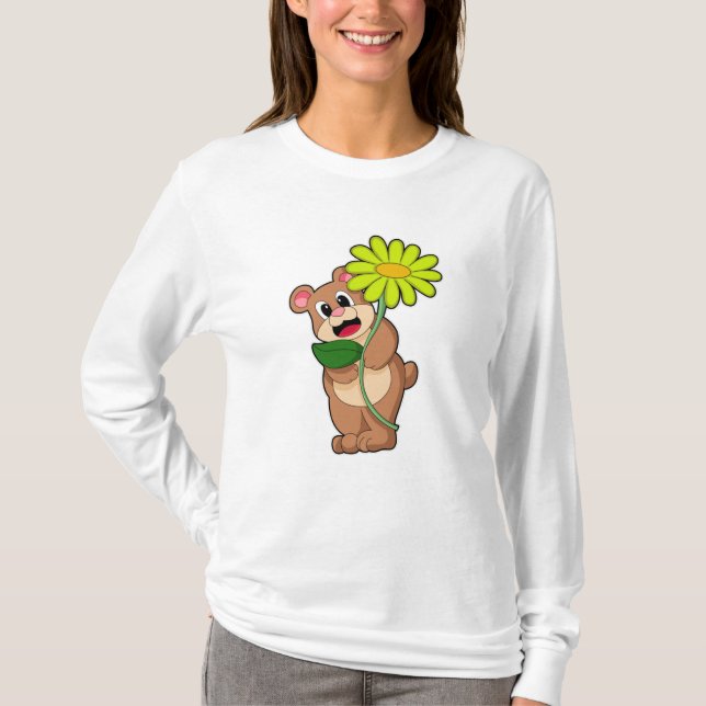 Björn med gult blomma t shirt (Framsida)