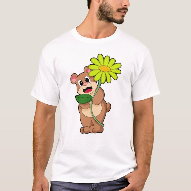 Björn med gult blomma t shirt (Framsida)