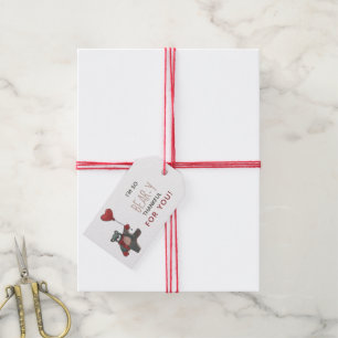 Björn med hjärtballongen Thankful Valentine Day Presentetikett