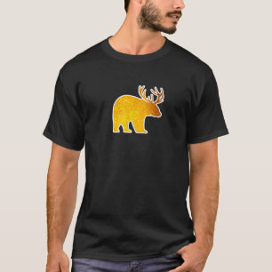 Björn med Hjort Antlers Funny Beer Älskare Spirit T Shirt