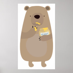 Björn med honungsburk poster