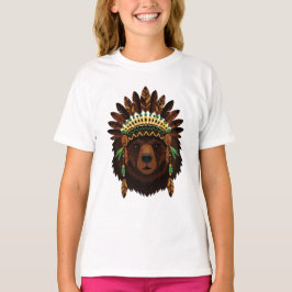 Björn med indiansk huvudbonad t shirt