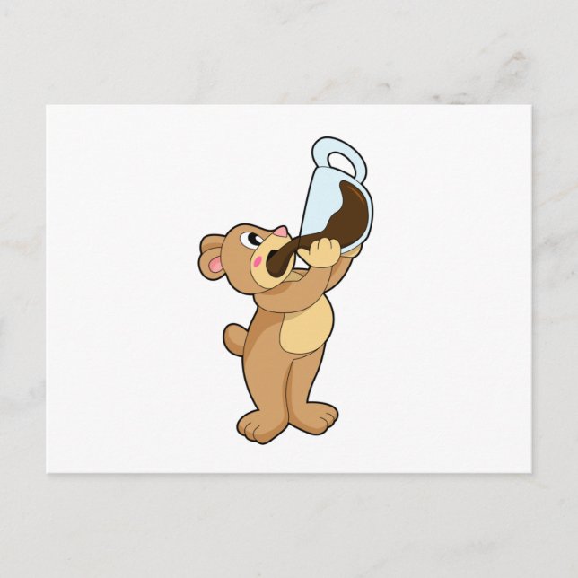 Björn med kaffe Kopp Vykort (Framsida)