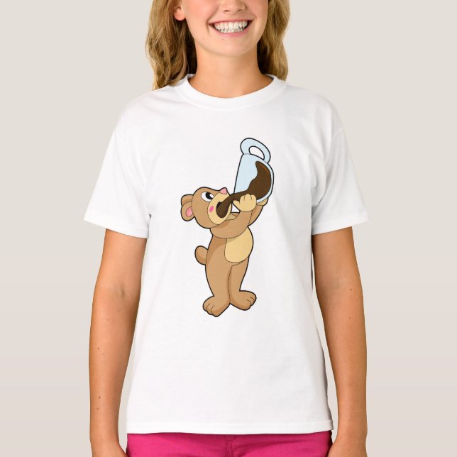Björn med kaffekopp t shirt (Framsida)