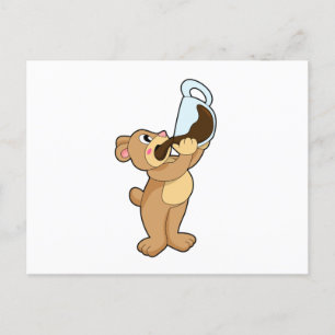 Björn med kaffekopp vykort