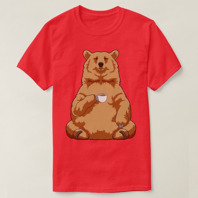 Björn med Kopp i kaffe T Shirt (Design framsida)