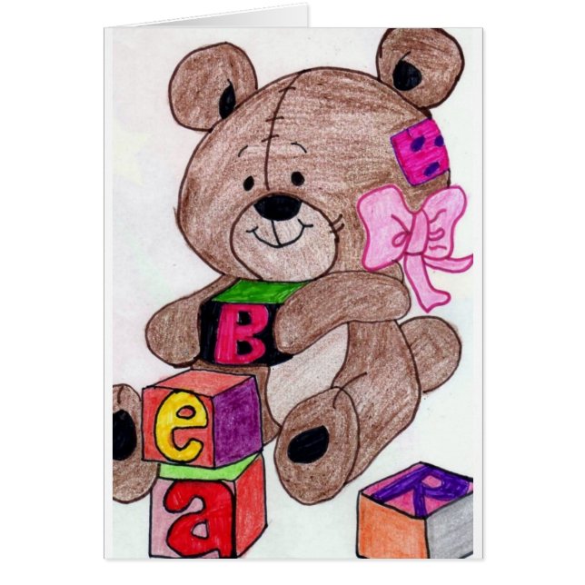 björn med kvarter hälsningskort (Framsidan)