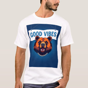 Björn med livfulla färger och bra vibbar text t shirt