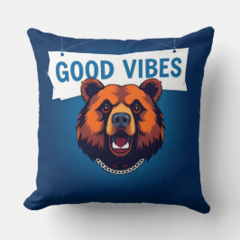 Björn med livfulla färger och bra vibrationer text kudde